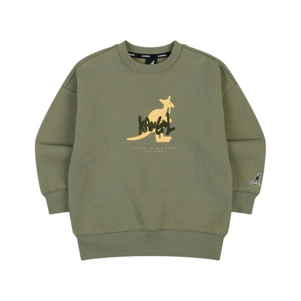 KANGOL KIDS ブラシド スウェットシャツ カーキ ARDCMT02060KH