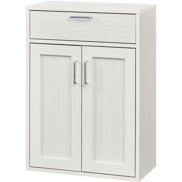 白井産業 FUL-8055DHWH WH色 木扉のシンプル食器棚 (幅56.6cm高さ80cm) メーカー直送
