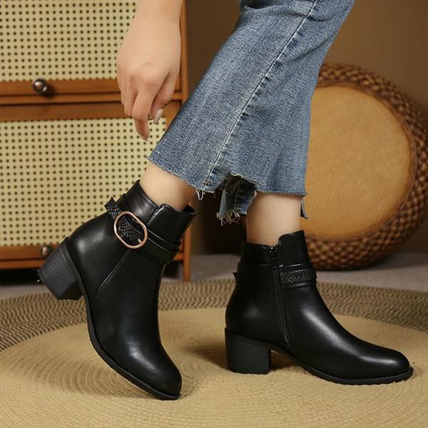 ゴールドラウンドベルト 女性ブーツ アンクルブーツ 冬 女性 MR-6 (S11373052)