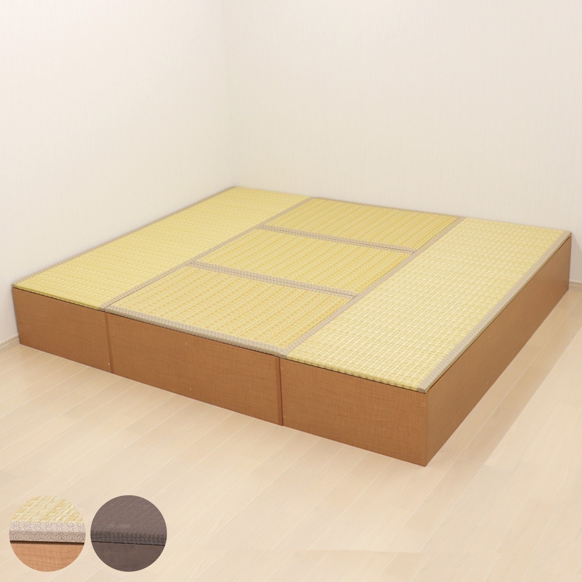 樹脂畳ユニット Lセット ロータイプ 幅180cmx2 幅90cmx3 収納付ベンチ 高さ31.5cm 畳 小上がり 収納 ベンチ 収納ボックス セット 掘りごたつ 和モダン 和風 シンプル