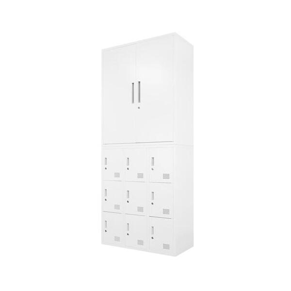 法人限定 Netforce FH-R9-2-W-WH ホワイト FACILE 書庫 2台セット 両開き書庫 9人用ロッカー 鍵付き スチール製 メーカー直送