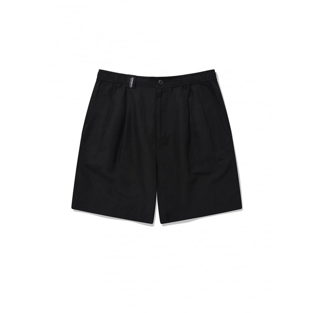 COVERNATリネンツージョーワイドバミューダショーツブラック