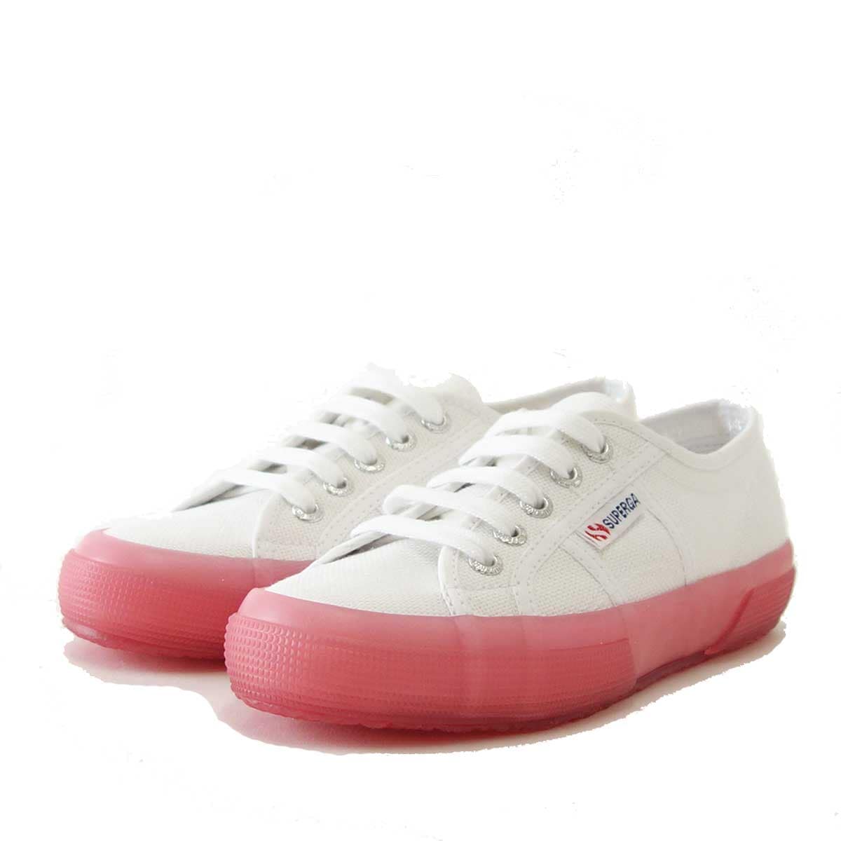 2750-JELLYGUM COTU（ユニセックス）White-Pink (S1113DW) ナチュラルなキャンバススニーカー 「靴」