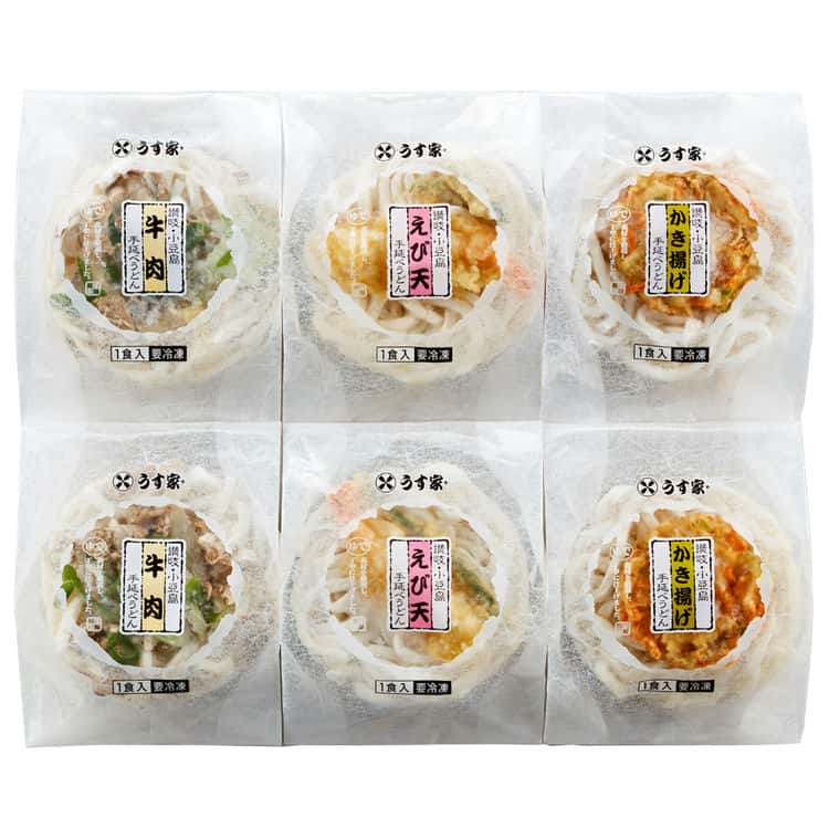 香川 小豆島 「うす家」 手延うどん人気の3種セット 計6個 牛肉手延うどん540gかき揚げ手延うどん530gえび天手延うどん580g各2 離島は配送不可 9201554 お歳暮 お中元 お土産 ご進