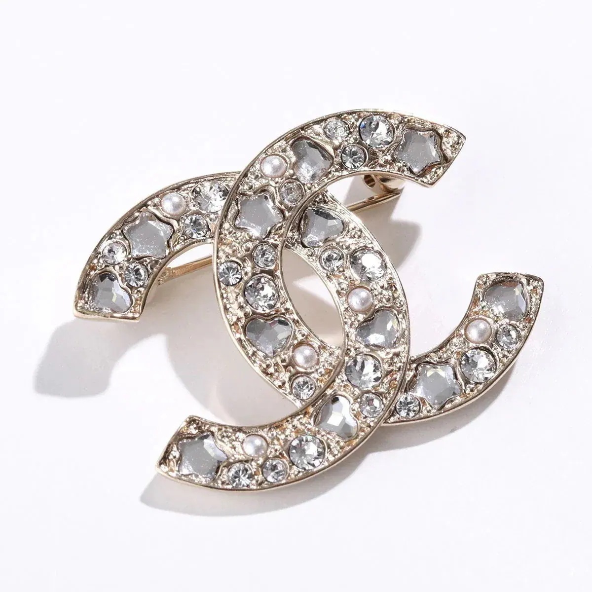 CHANEL シャネル ブローチ ABF232 B19947 レディース ココマーク CCマーク ピンバッチ メタル クリスタルビジュー パール ハート スター