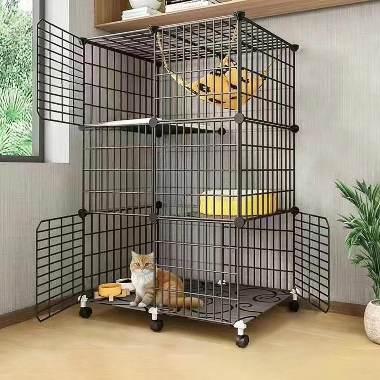 即納 ケージ 猫用ケージ キャットケージ キャットハウス ネコ 子猫 2段/3段 脱走防止 取付簡単 室内用 室内飼い ドア付き 留守番 保護 脱走防止 多頭飼い 多頭 キャスター付き