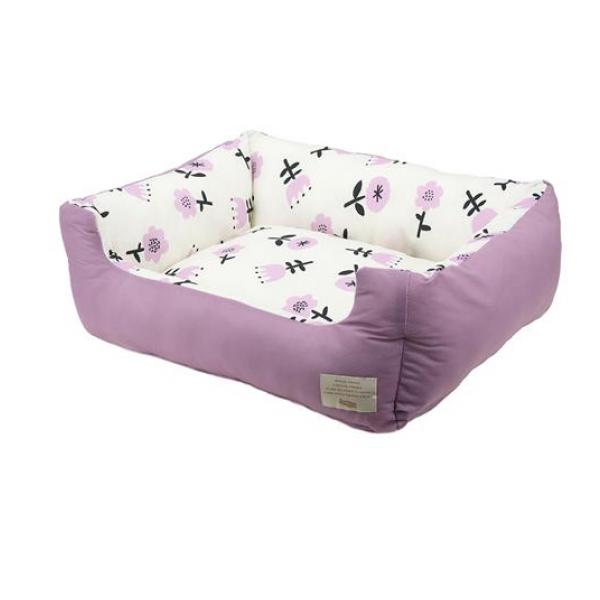 ペットプロ Homey フラワーリバーシブル スクエアベッド M パープル 1個入