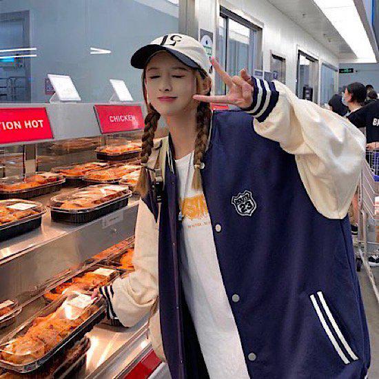 スタジャンスタジアムジャンパージャケットブルゾンバイカラーワッペンスナップボタンレディースメンズカジュアルアメカジかわいいスポーティーゆったり大きいサイズ体型カバー秋冬オーバーサイズアウター羽織上着韓