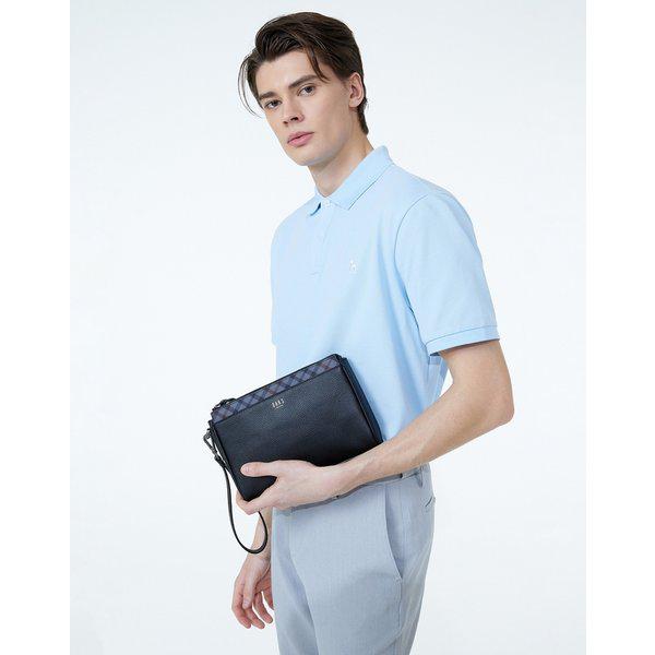 [25SS] [定番商品] ブラックチェック配色 牛革クラッチバッグ WBBA5E716BK