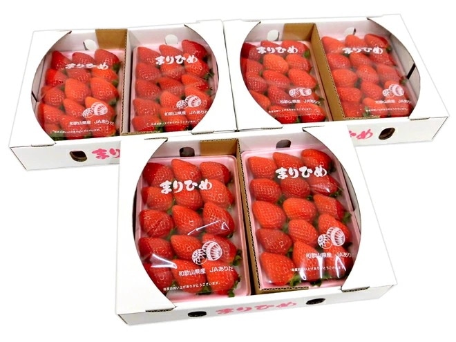 和歌山県 =まりひめいちご（毬姫苺）= 秀品 2パック入り（1パック 9-15粒 約300g）x3箱 予約 1月以降