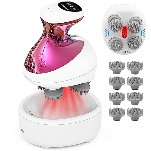 ヘッドスパ 赤色LEDライト 電動頭皮ブラシ 頭皮エステ - Youmay 頭皮ケア 3D振動 HEAD SPA 頭皮エステ スカルプケア リラクゼーション器 ヘッドブラシ IPX7防水 乾湿両用 U