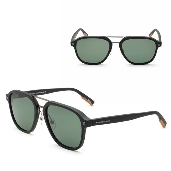 サングラス EZ0159-D/S 01R 59 Ermenegildo Zegna ノーズパッド UVカット マットブラック ガンメタル グリーン