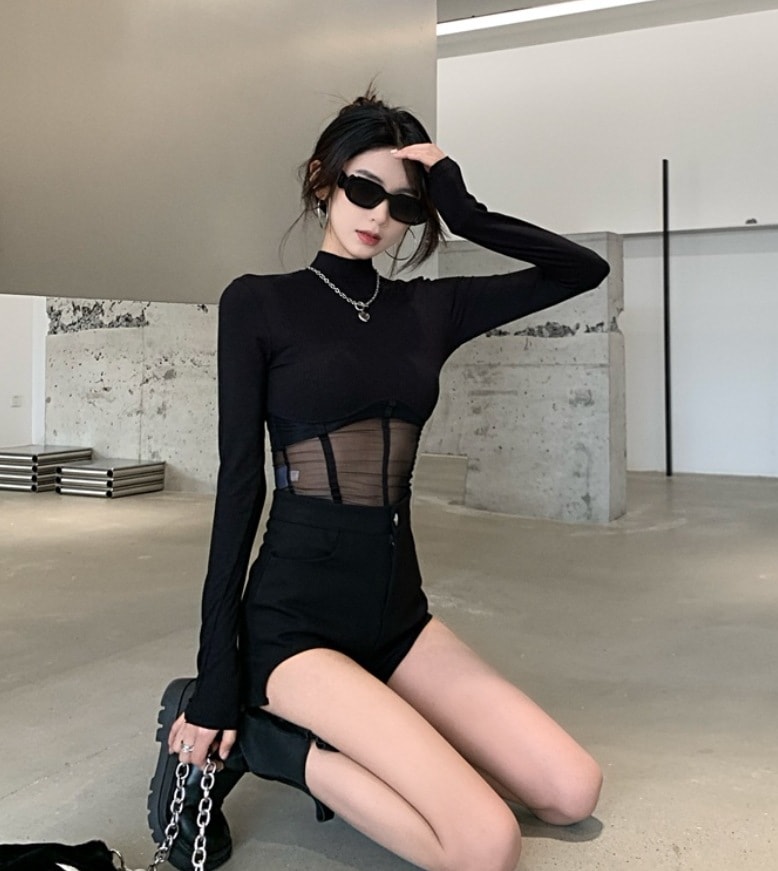 ボトムス デート ショートパンツ ショート丈 シースルー ハイウエスト コットン 可愛い きれいめ 上品 おしゃれ かっこいい 可愛い ラブリー キュート ガーリー クール モード系 セクシー