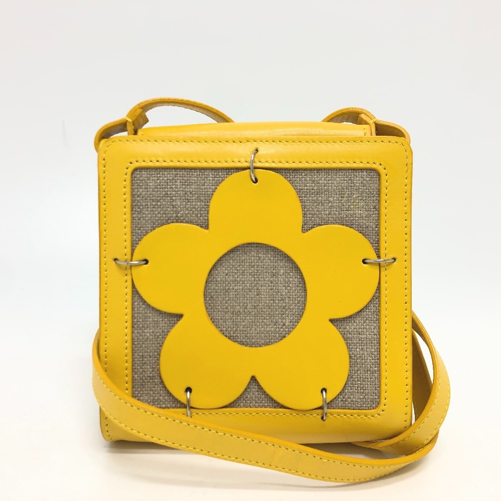 ショルダーバッグ フラワー ポシェット レザー/キャンバス イエロー/ベージュ 22,968円