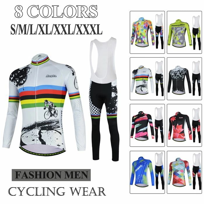 サイクルジャージ 上下セット 長袖ウエア ビブパンツ　サイクリング用 ロードバイク ウェア 自転車ウェア 春秋用サイクルジャージ 長袖 サイクルウエア ビブパンツ 自転車 送料 レディース メンズ