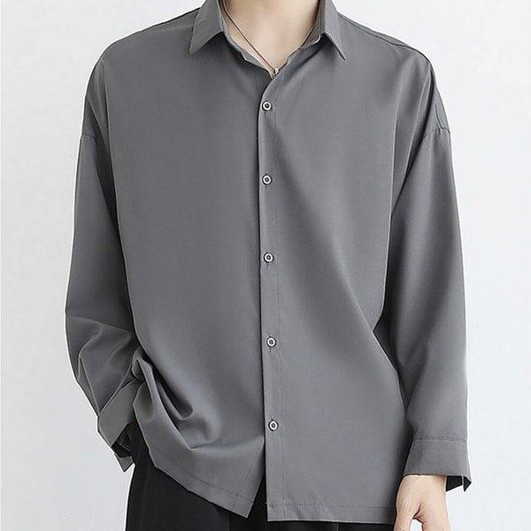 メンズ 季節の変わり目 ルーズフィットスタイル 通勤ルック カジュアルルック シャツ DMES-SHA-STS14224541-ダークグレー