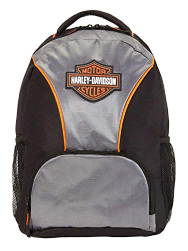 ハーレーダビッドソンHarley-Davidson Bar ＆ Shield Logo Backpack w/Padded Back Straps- Silver/Black 並行輸入品