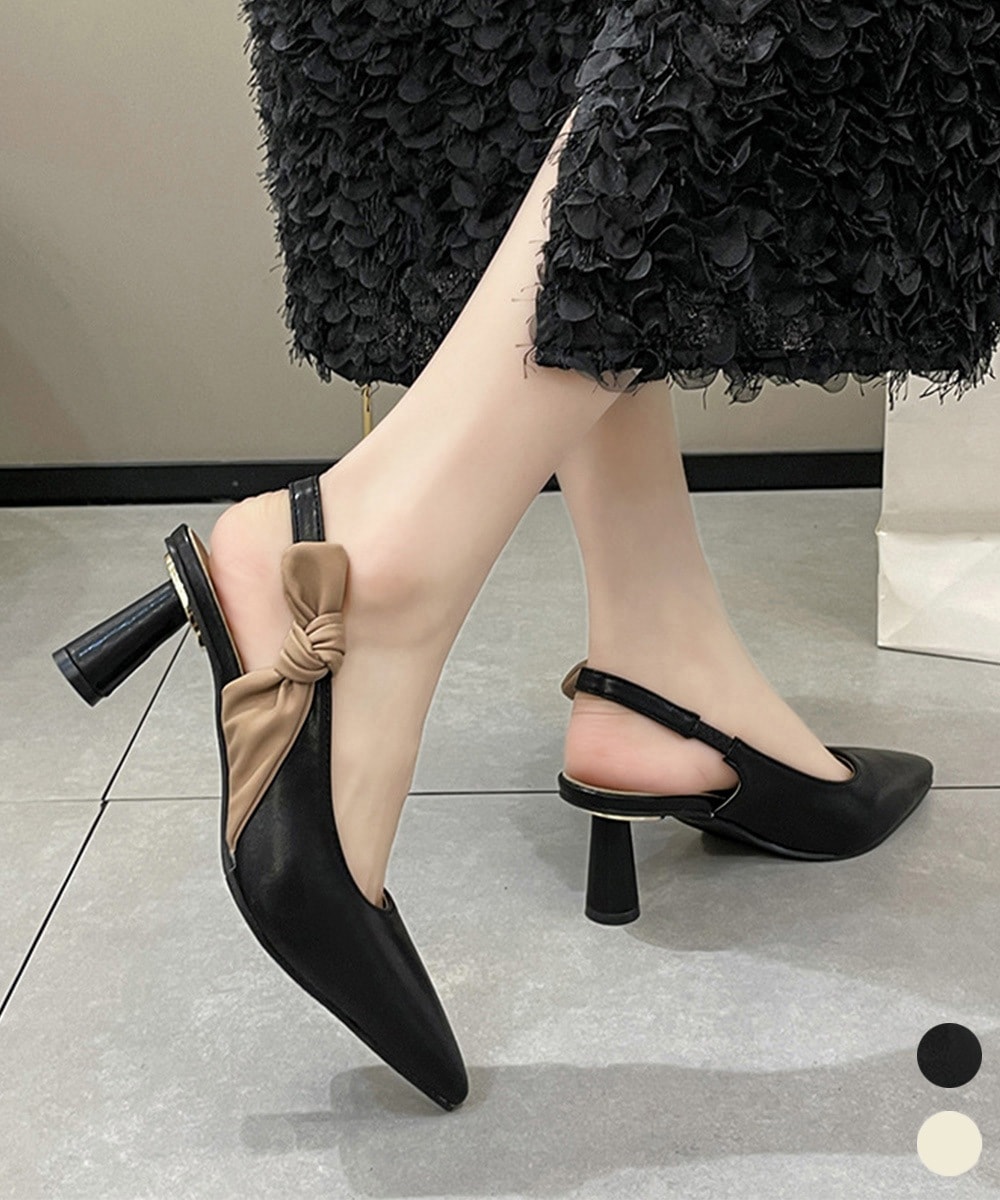 国内即納 ハイヒールパンプス ポインテッドトゥ配色 90JIANLONG-007