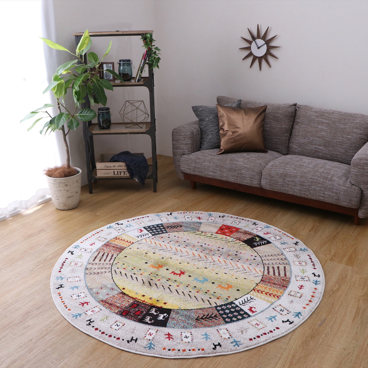 【I】【代引不可】ウィルトンラグ イビザ 160cm 円形 ベージュ トルコ製 カーペット/絨毯【北海道・沖縄・離島不可】