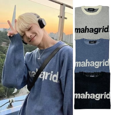 Stray Kids ヒョンジン着用 mahagrid ロゴセーター  S,M Stray Kids ヒョンジン着用 mahagrid ロゴセーター Sの通販 by