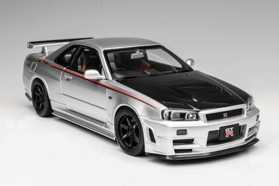 モーターへリックス 1/18 日産 スカイライン GT-R (R34) NISMO CUSTOMIZED カーボンボンネット バージョン シルバー【M83431】 ミニカー M83431 ニッサン ス