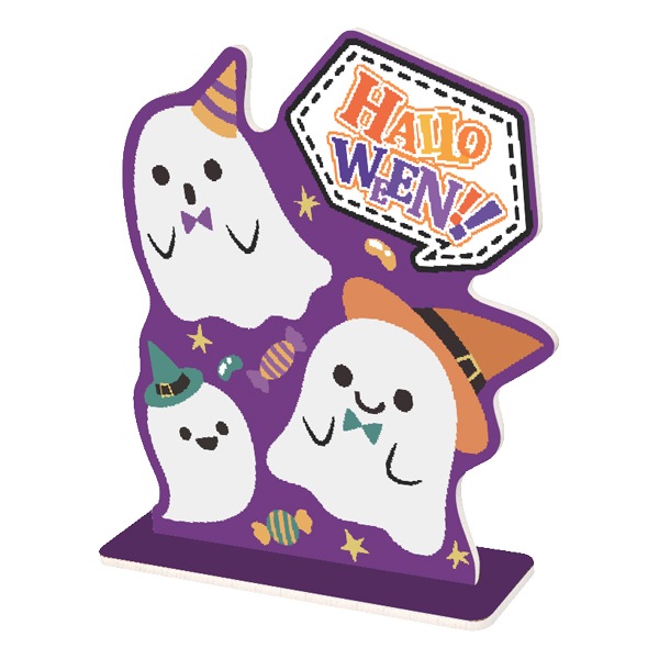 スタンドパネルゴーストH80×W70×D20cm　/　ハロウィン エコ素材 Re-Board 店頭 季節 イベント 展示 フォトブース フォトスポット 店舗装飾 販促