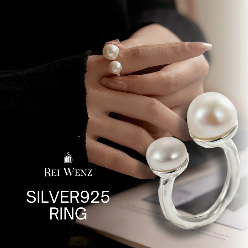 シルバー リング パール ぷっくり コロン 大振り 幅太 大きい ニュアンス レディース 重ね 金属アレルギー インスタ おしゃれ オフィス プレゼント 人気 韓国