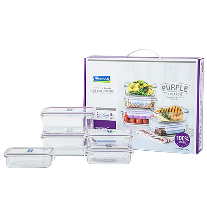 グラスロックパープル版直角5組密閉容器ギフトセット 5,651円