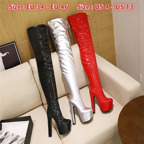 Women High Platform Thigh High Boots Fashion High Heels Boots Basic Party Club Ladies Shoes Woman La
