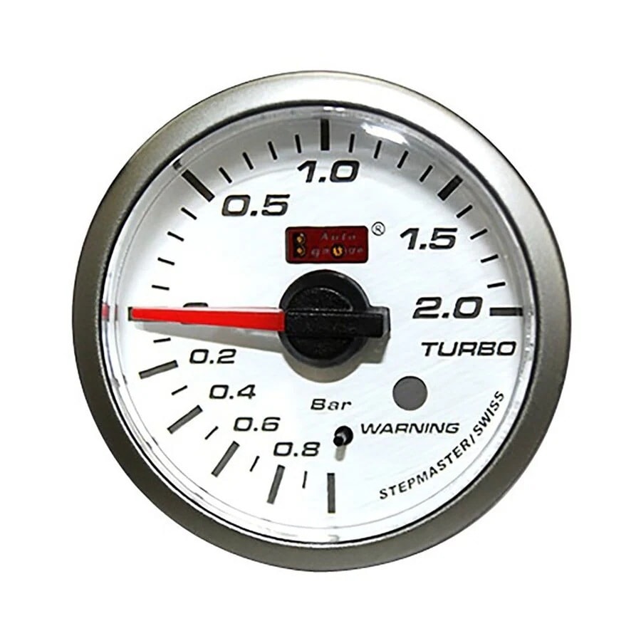 オートゲージ ブースト計 SM 52Φ ホワイトフェイス ブルーLED ワーニング機能付 52SMB