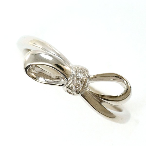 K10 10金 WG ホワイトゴールド リング 指輪 5号 ダイヤ 0.01 ジュエリー 中古