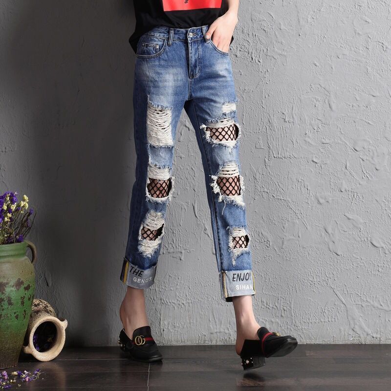 ダメージデニムパンツ ボトムス パンツ デニムパンツ 9分丈 ハイウエスト デニム かわいい 大人可愛い きれいめ シンプル カジュアル 大人 上品 おしゃれ お洒落 大人可愛い 大人女子 こなれ感