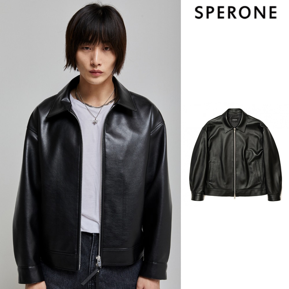[SPERONE] [Real Leather] Lambskin Overfit Single Jacket