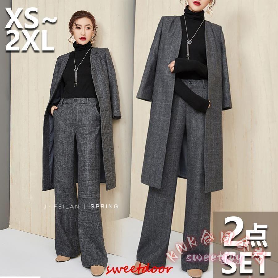 卒業式 服 母 スーツ セットアップ レディース 春 ブレザー ワイドパンツ 秋冬 ハイウエスト 30代40代50代 KNK ママの卒業入学式に上品なワイドパンツスーツ