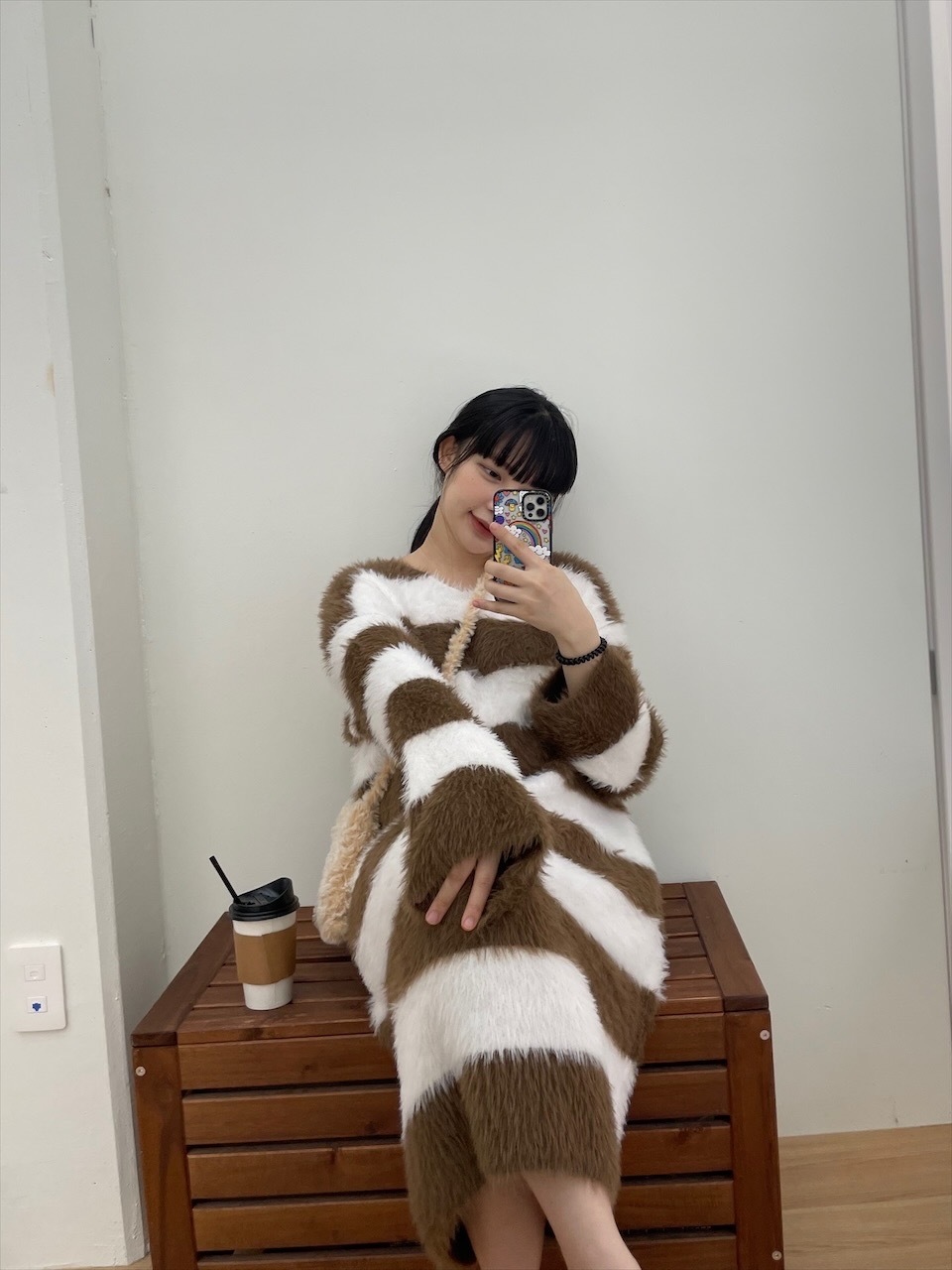ふわふわストライプロングワンピース