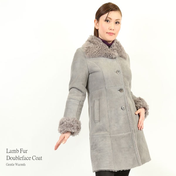 ラム ムートン ファー コート グレー 送料無料 レディース ギフト プレゼント