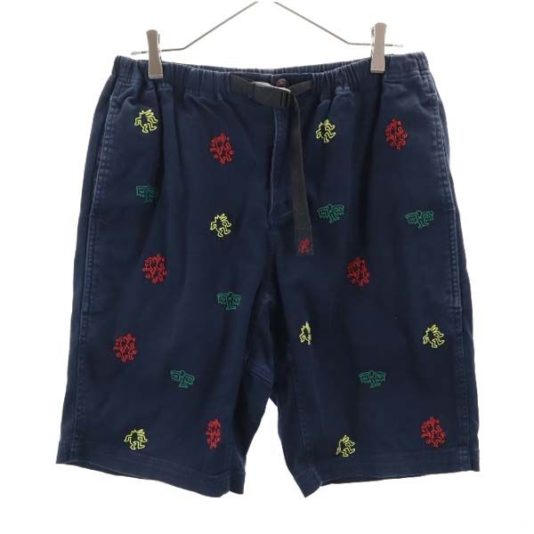 キースへリング コラボ 総柄 刺繍 アウトドアショートパンツ M 紺 KEITH HARING クライミング メンズ