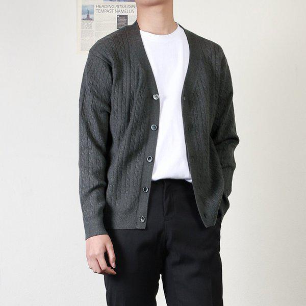 メンズケーブルニットカーディガン ケーブルニット シルクビスコース Vネック 男女共用_ATCA04_1