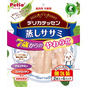 デリカテッセン 蒸しササミ 7歳からのやわらか健康ケア 2本入4パック 鶏 犬用おやつ グ