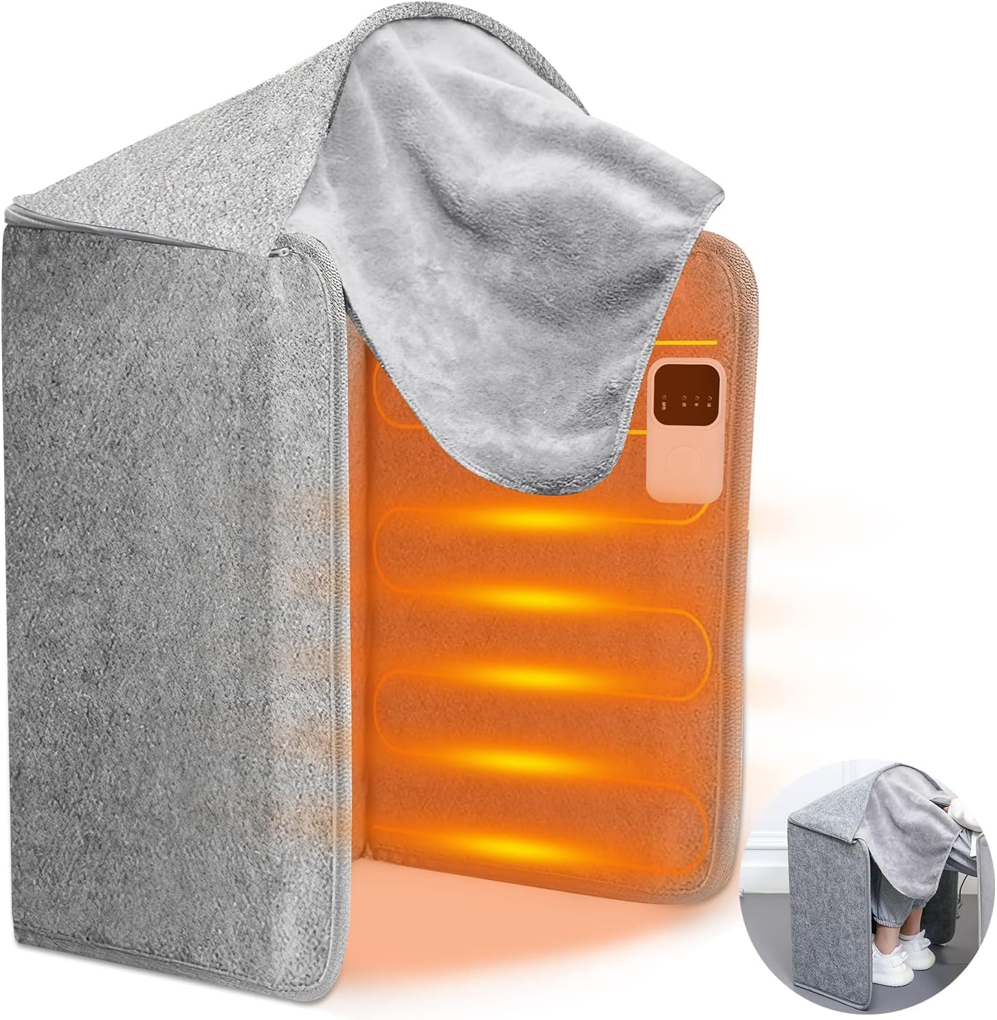 パネルヒーター 遠赤外線 足元 ヒーター デスク下 毛布付き【2024年新 秋冬 遠赤外線発熱】踏み型 四面デスクヒーター 机下 暖房器具 脚入れヒーター 温度調節 過熱保護 無臭 16544