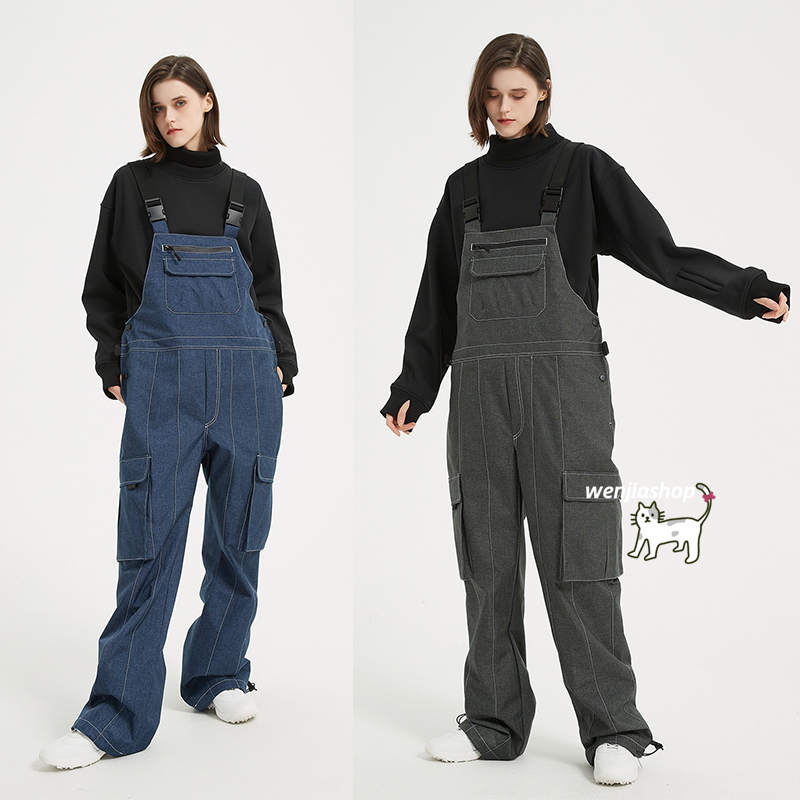 スノーボードウェア 2025 上下 つなぎ メンズ レディース オーバーオール ゆったり パンツ ズボン デニムパンツ ウィンタースポーツ 韓国風 防水防寒 スノーウェア スキーウェア スノボウェア