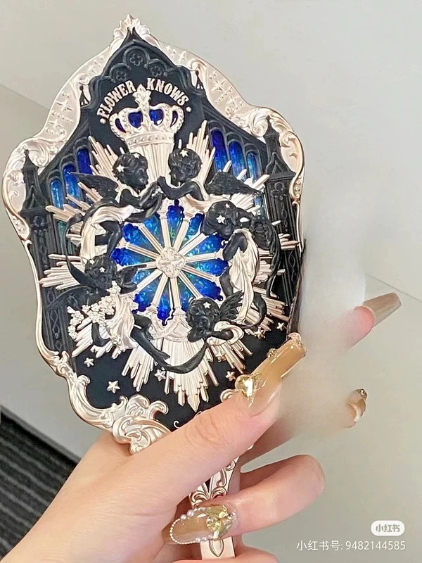 花はswanアンダーシリーズの化粧道具ハンド保持ミラー絶妙なリリーフピンクブルーホワイト3種類を知っています angel black
