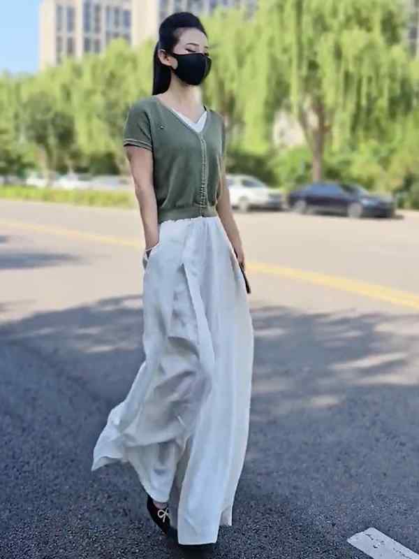 レディース ファッション オシャレ カワイイ シンプル 人カワイイ きいサイズ ハイウエスト プリーツ ロング パンツ 白 カジュアル ワイド レッグ