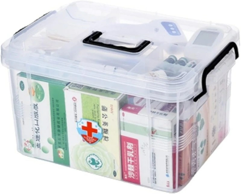 救急箱 薬箱 おしゃれ 小さめ クリア 手提げ 薬入れ 小物入れ 軽量 持ち運び 家庭用 旅行用 化粧ケース 工具箱 道具箱 裁縫箱 収納ボックス