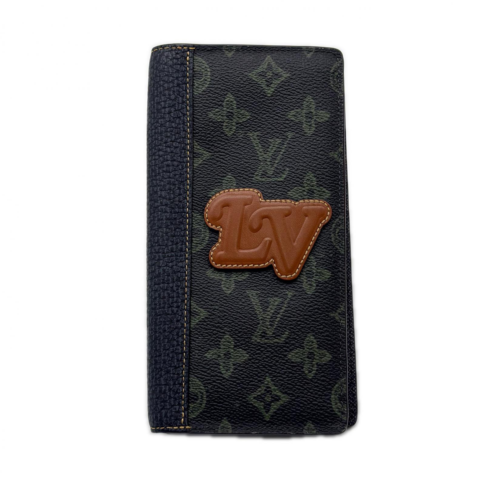 3日以内返品可 美品 長財布 モノグラム ポルトフォイユ ブラザ NM LV フォール コレクション ダークグリーン M81807 ネイビー グリーン ブラウン コーティングキャンバス レザー メンズ