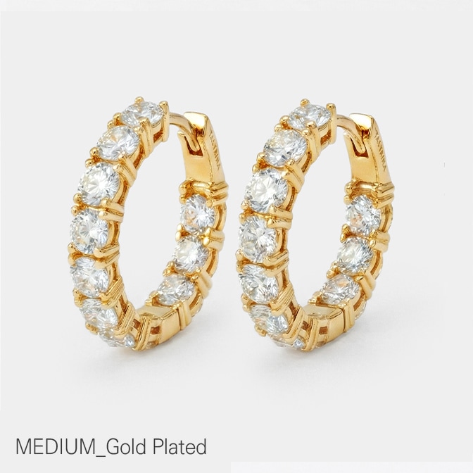 (シルバー925) ルセンス ライン フープ ピアス Mサイズ／Lucence Line Hoop Earring／韓国アクセサリー／韓国スタイル