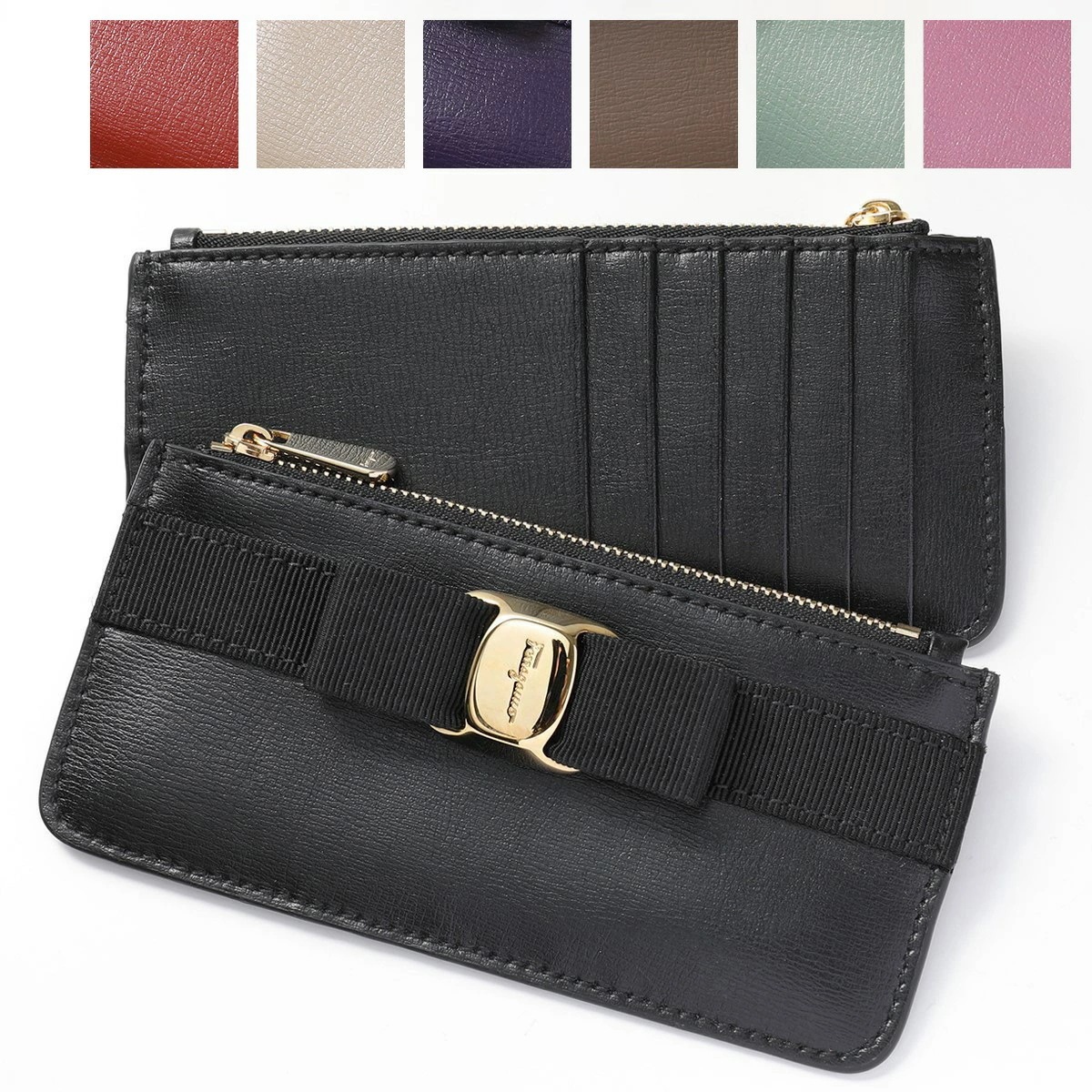 FERRAGAMO フェラガモ フラグメントケース 22E010 レディース VARA BOW ヴィラリボン レザー コインケース カードケース ミニ財布 カラー9色