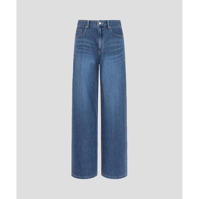 BEANPOLE LADIES ワイド バックバンド付きデニムパンツ ネイビー (BF6221C75R) BF6221C75R 377106
