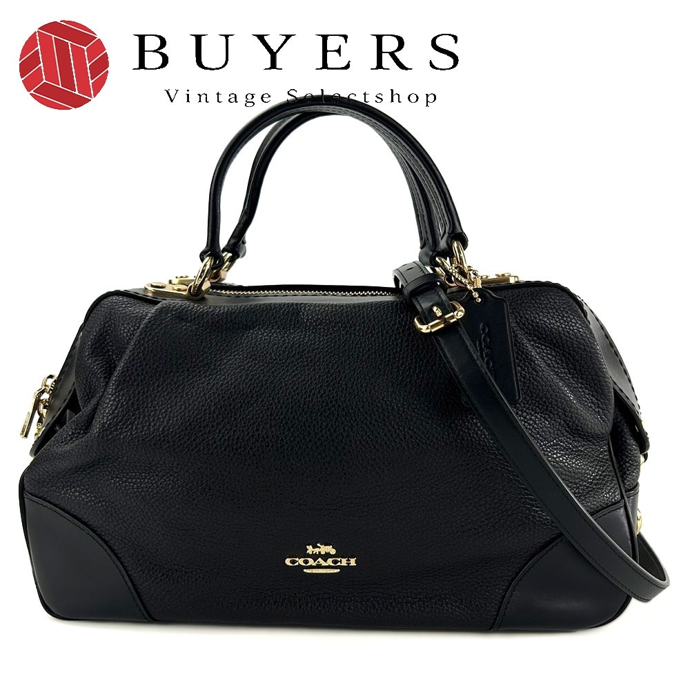 中古 ハンドバッグ 69621 レザー ブラック ゴールド金具 2WAY ショルダー レディース 女性