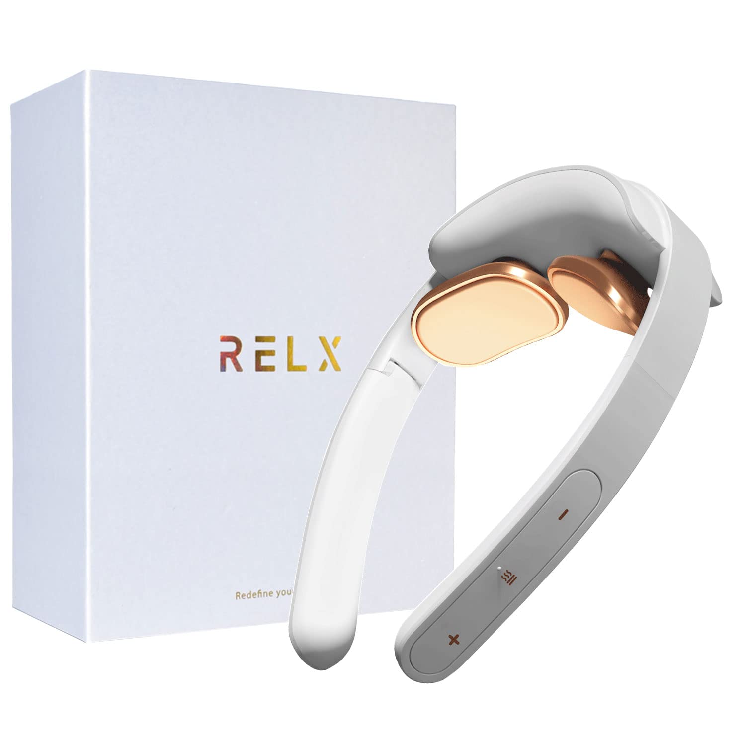 (鍼灸整体院長監修) RELX リラクゼーション器 EMS 温熱(日本企業企画) 超軽量72g コードレス プレゼント ギフト ネックウォーマー 静音 (パールホワイト)